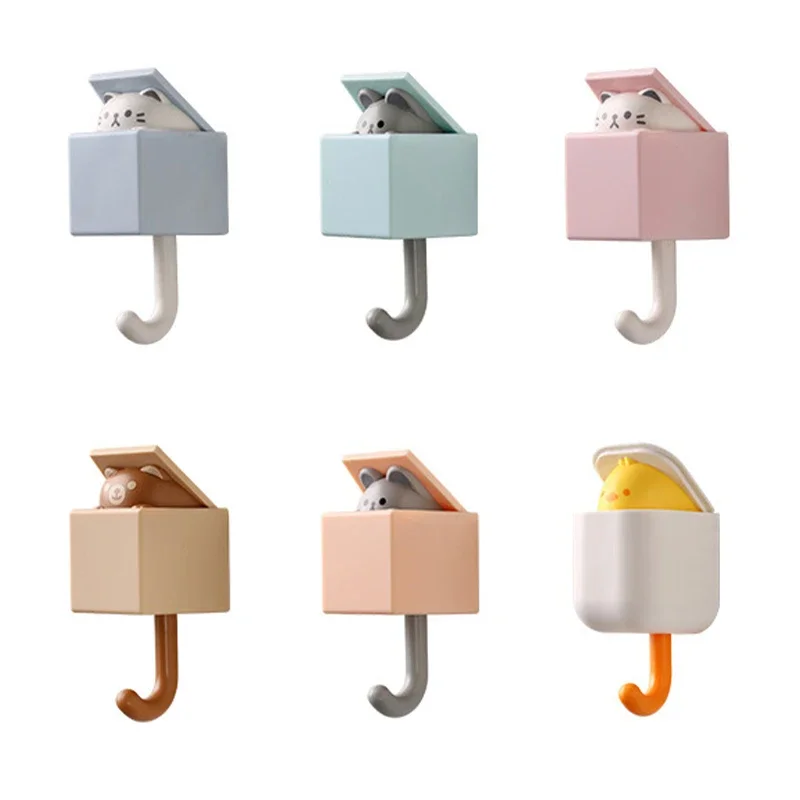 

1Pc Creative Cute Hidden Cat Wall Hanging Hook for Clothes Hat Scarf Key Cute Animals Hanger Rack Wall Decoration