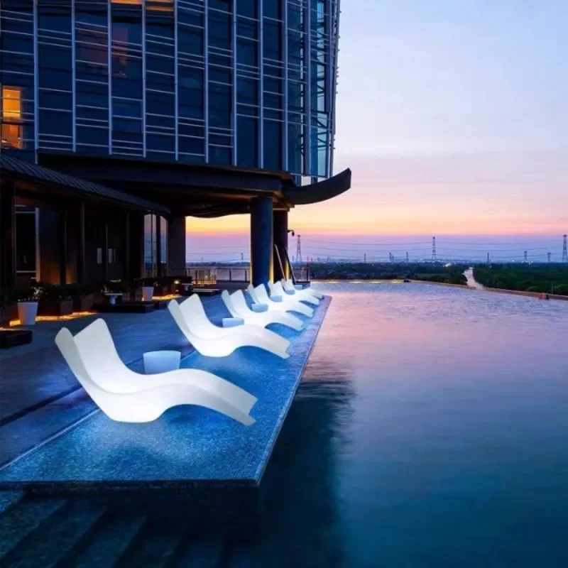 Wholesale Hotel Resort Leisure Swimming Pool Patio Plastic Garden Sun Lounger Bed Beach Outdoor Led Lounge Chair