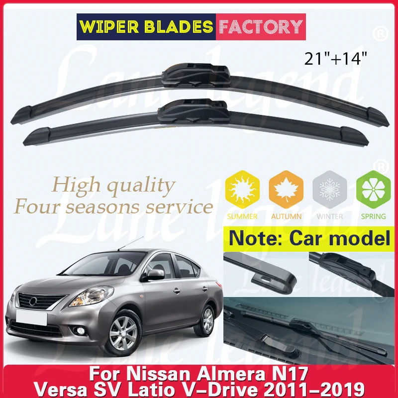 

For Nissan Almera N17 Nissan Versa SV Latio V-Drive 2011 - 2019 Front Wiper Blade Windshield Windscreen Clean Window Rain Brush