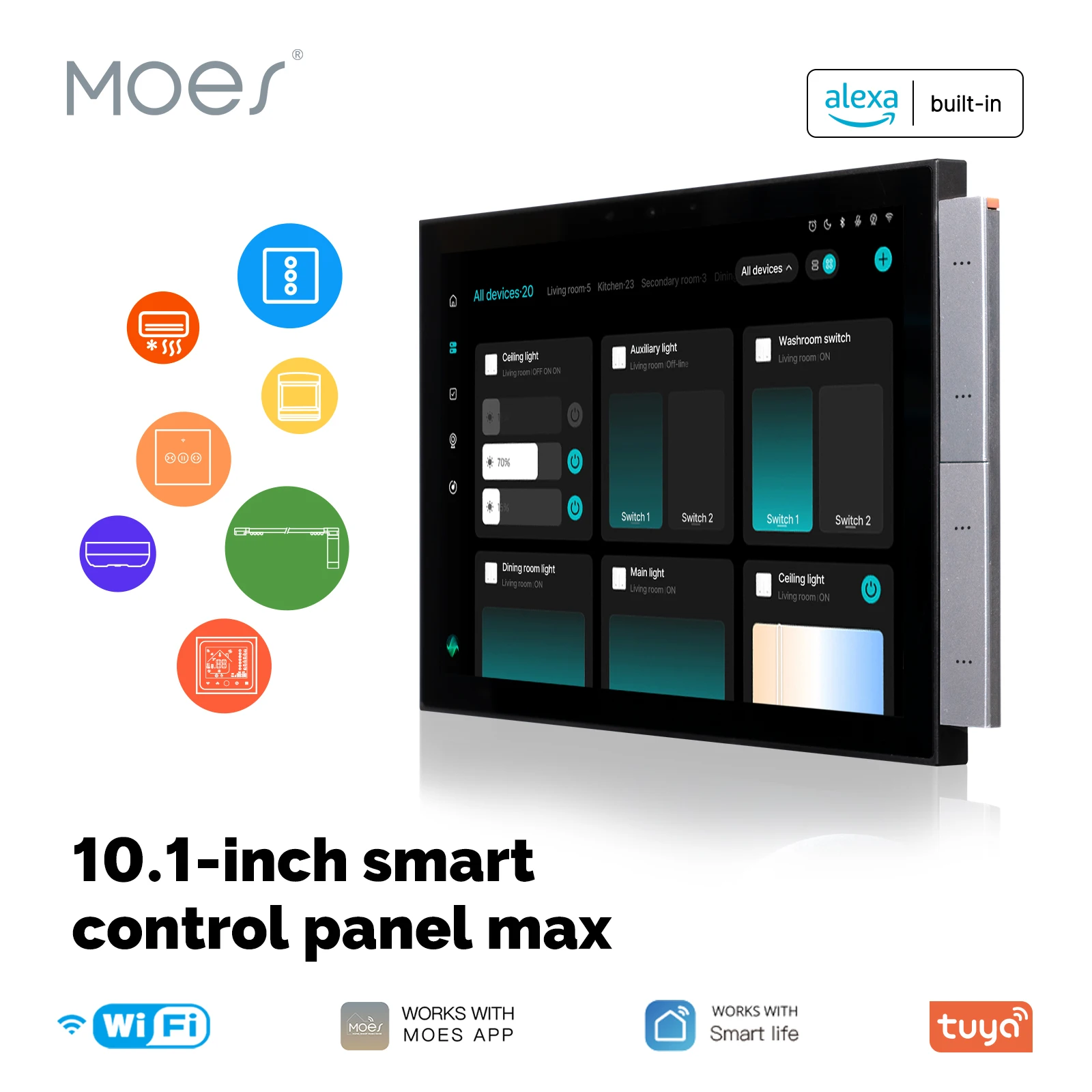 

MOES Tuya Smart Home Control Panel Max 10.1inch Touch Screen with Bluetooth Zigbee Gateway Built-in Building Intercom Compatible