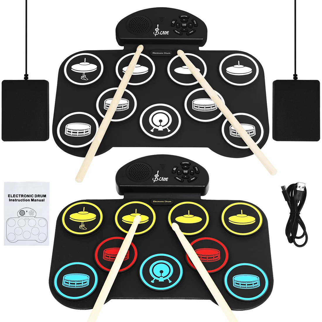 Foldable 9 Pads Roll‑Up Electr - огляд і ціна Drum Practice Pad