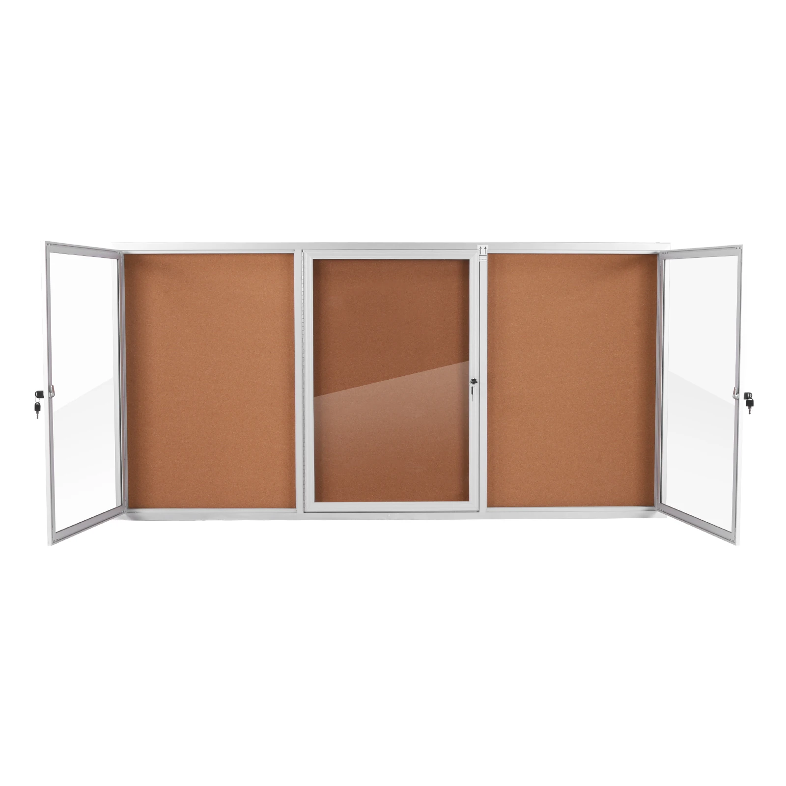 

Wall-Mounted Display Case Aluminum Frame Cork Displays Boards with Glass Locking Door for School Office Commercial Hospital Etc