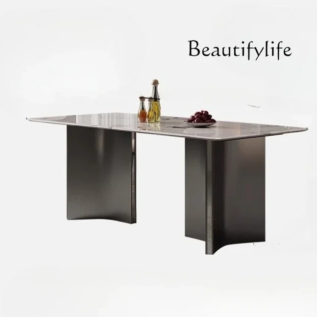 

Full support microcrystalline stone dining table retro light luxury modern dining table small household living room dining table
