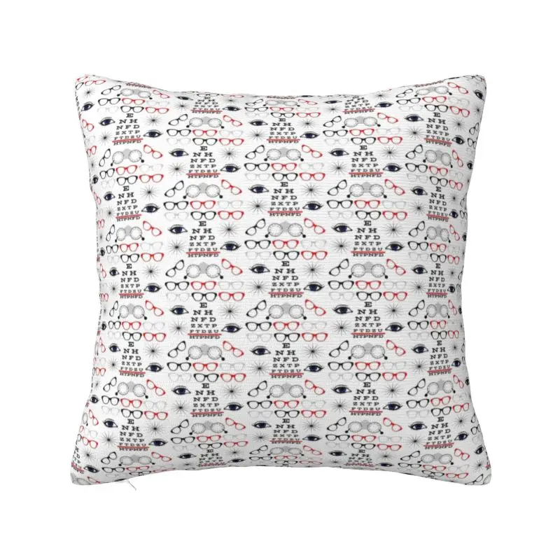 Ophthalmologist Optician Cushion Cover Sofa Home Decorative Eye Clinic Exam Glasses Square Throw Pillow Case 40x40