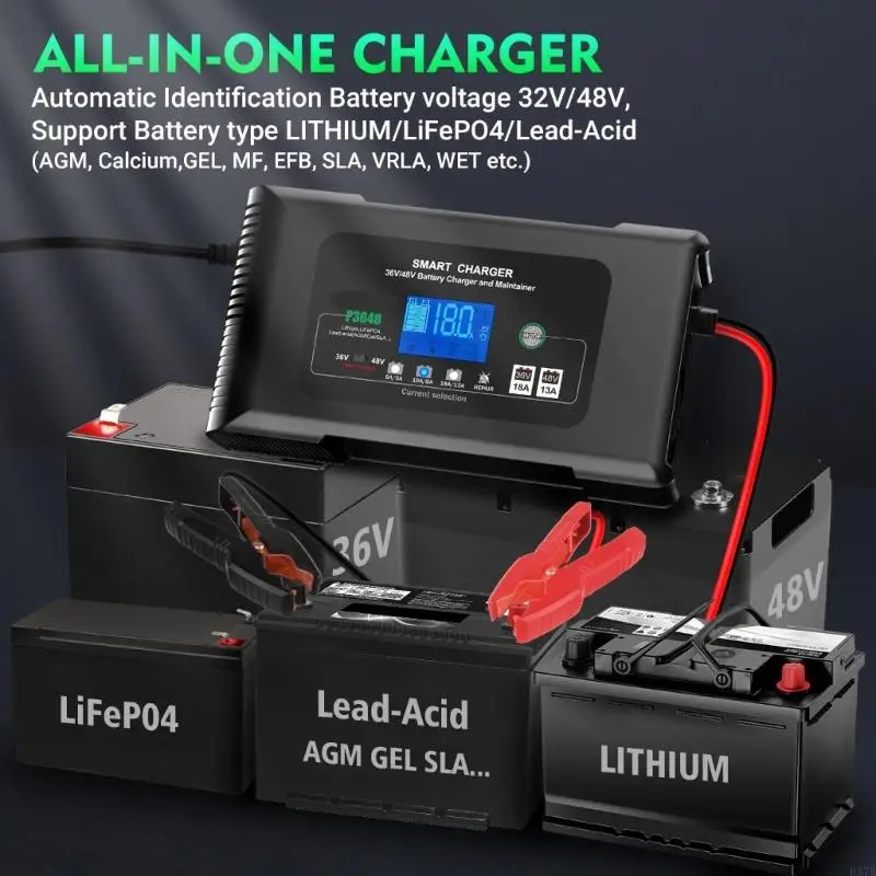 

H37B 36V 48V Battery for Trucks Motorcycles Marine Lithium Batteries Charging