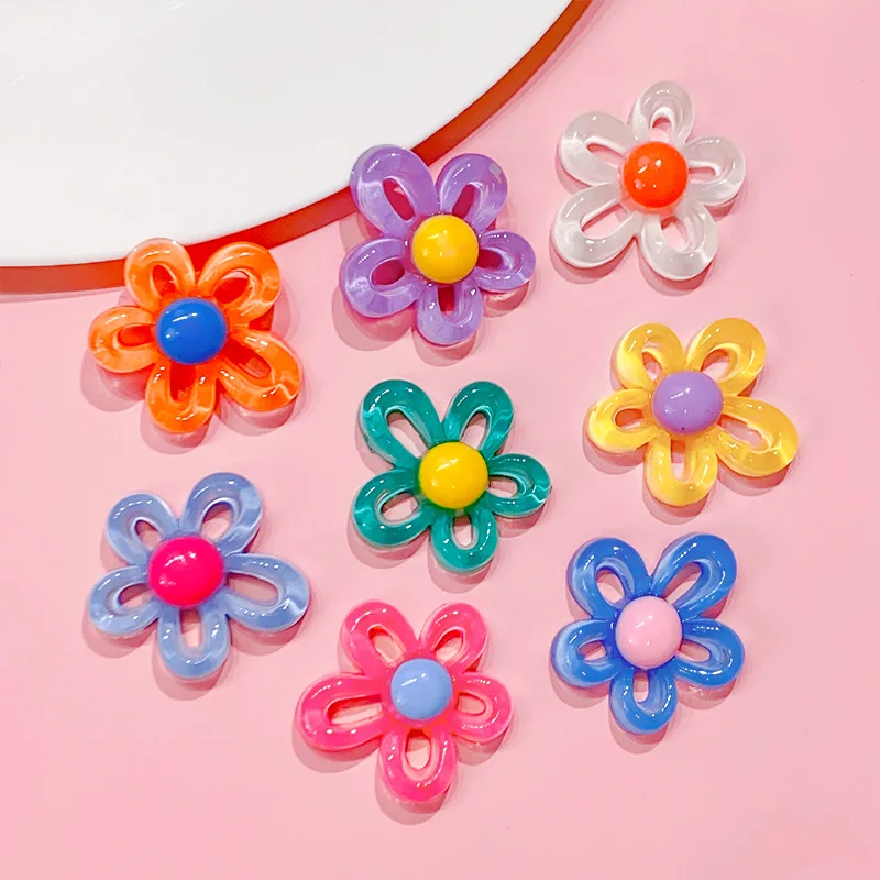 Hot sales 10pcs 5 petal flower Hole shoe Charms Designer DIY Shiny Bling Shoes Decaration for Clogs Kids Boys Women Girls Gifts