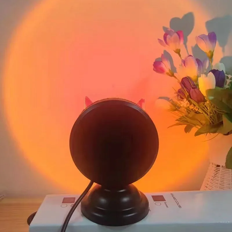 Sunset Lamp Led Projector Remote Control Rainbow Atmosphere Night Light Photographic Home Background Wall Decoration Lamp