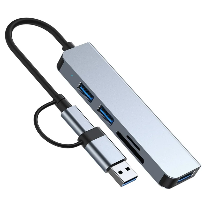 5 Ports 2-In-1 USB 3.0 HUB Type-C Adapter USB3.0+USB2.0+SD+TF Multi-Port USB Splitter Expander for PC Computer