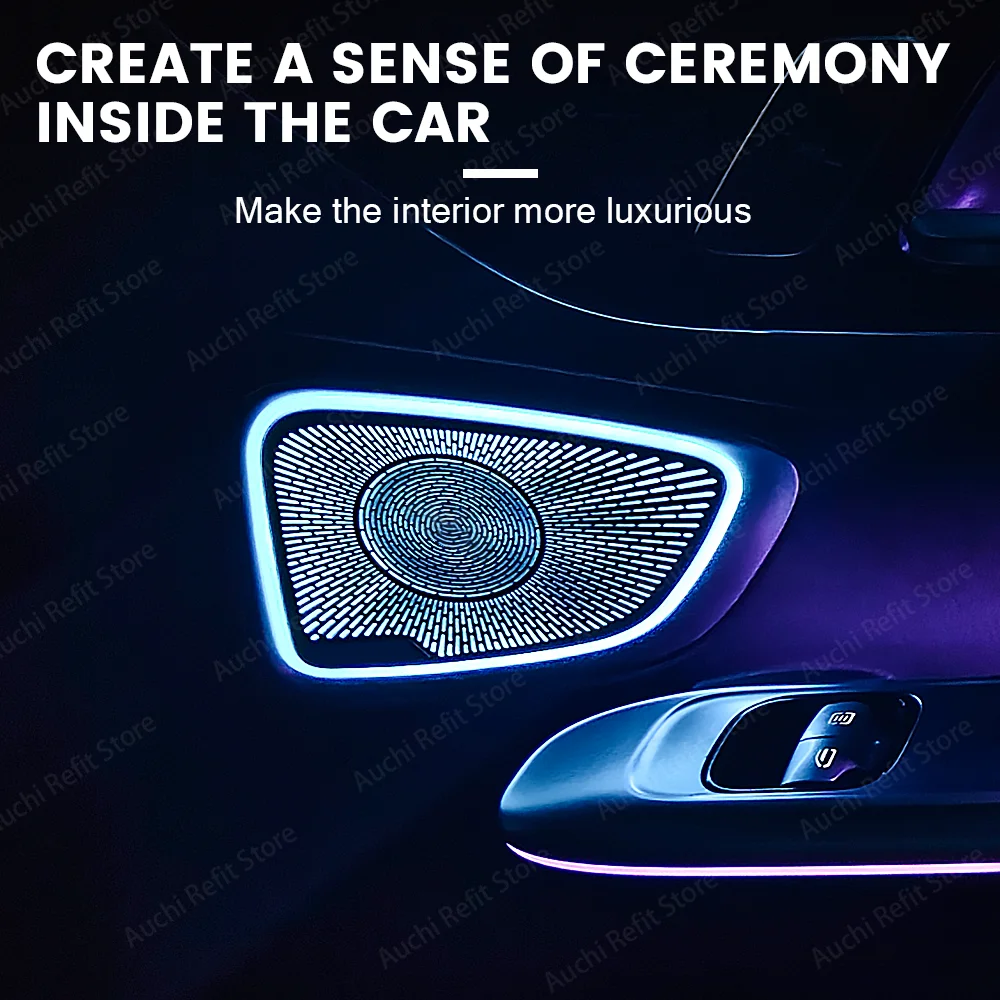 64 Colour Car LED Speaker Cover，Mercedes Benz New C class W206 C43 C63 Auto Door Horn Shell Decorative Lamp Ambient Light