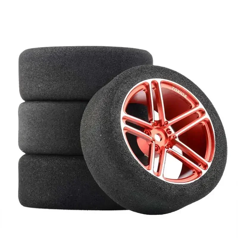 1/10 Scale Sponge Tires and Wheel Rims with 3mm Offset and 12mm Hex fit RC HSP HPI On-Road Racing Car Model Toys Accessory