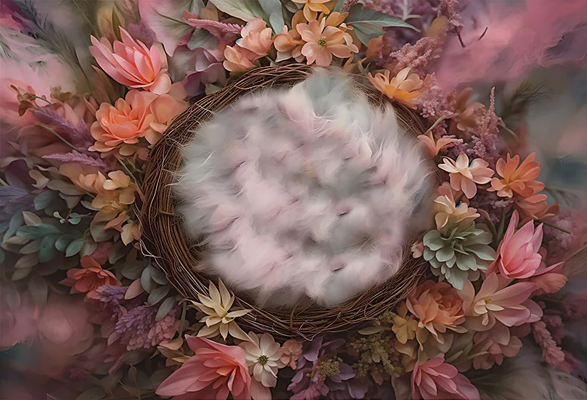 Photography Backdrop Newborn Baby 1st Birthday Party Backdrop Decor Flower Basket Baby Shower Portrait Photozone Banner