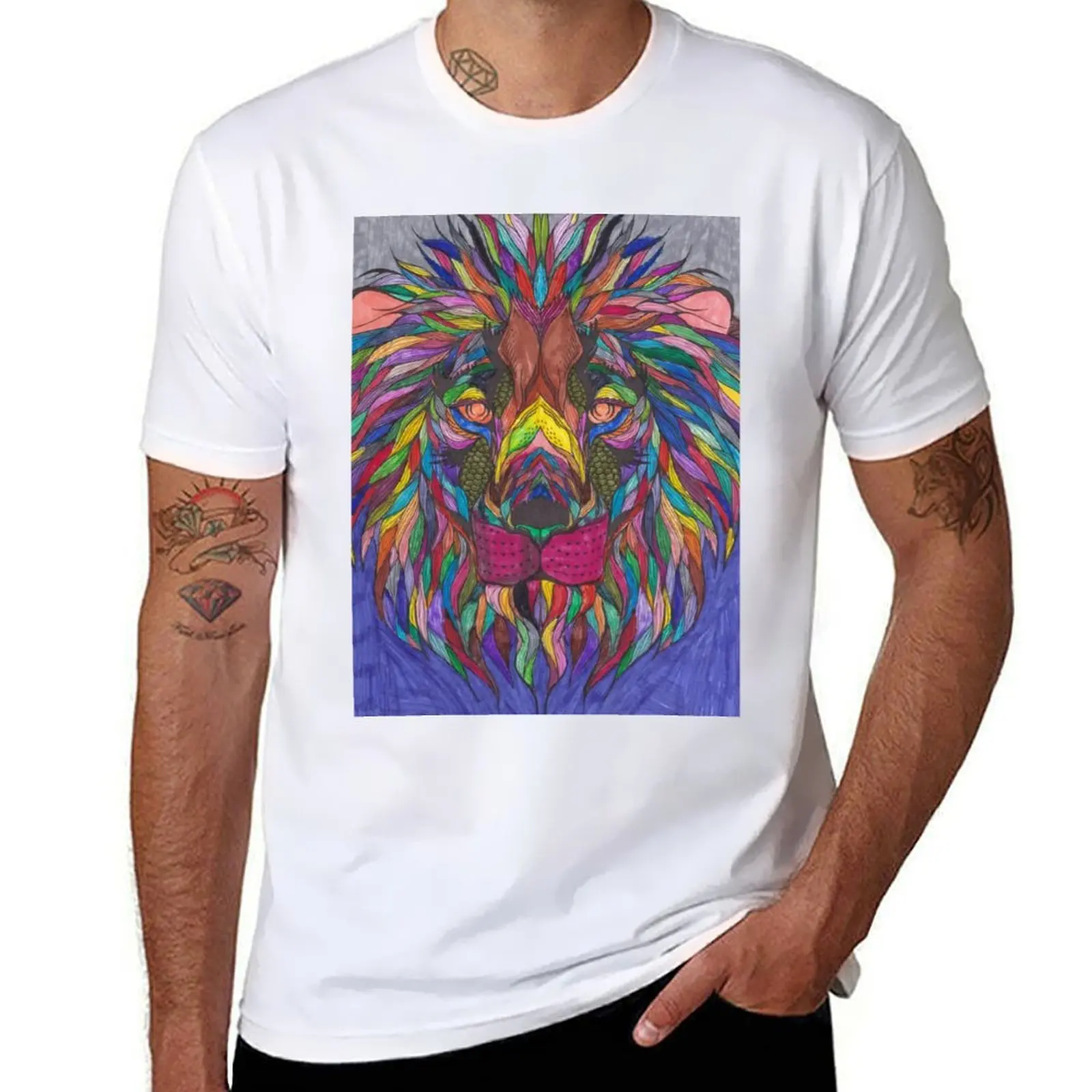 

Lion on purple and grey T-Shirt funny t shirts man man t shirt luxury anime t shirts for man T-Shirt