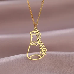 Stainless Steel Necklaces Vintage Cartoon Vase Design Metal Gold Color Pendants Chain Collar Necklace For Women Jewelry Gifts