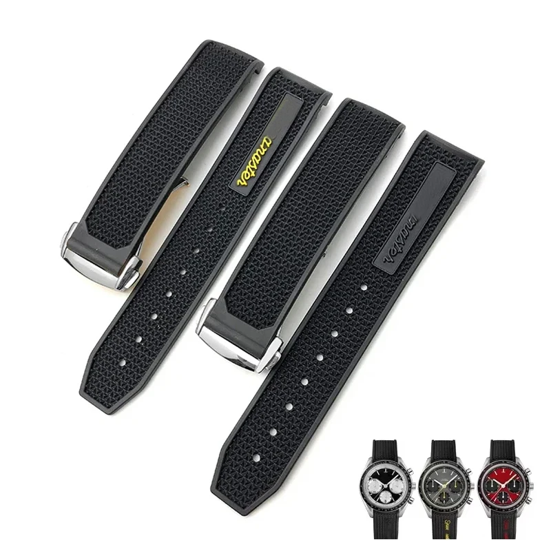 Natural Rubber 22mmWatchband for Omega Speedmaster Seamaster 300 Soft Silicone Moonwatch S Watch Strap Men