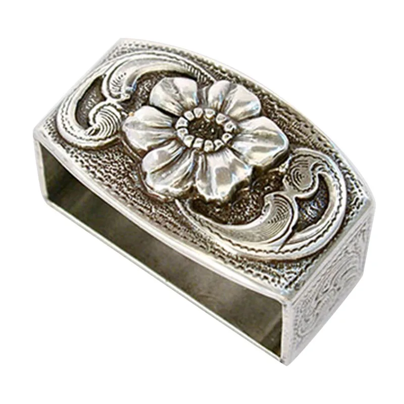 Western Retro Floral Engraved Antique Belt Buckle Set 3pcs Fits 38mm Belt Decor