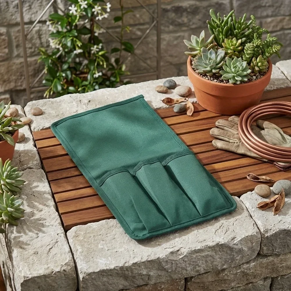Outdoor Garden Kneeler And Seat Bag With Side Organizer Pockets For Tools Waterproof Oxford Material Green Color