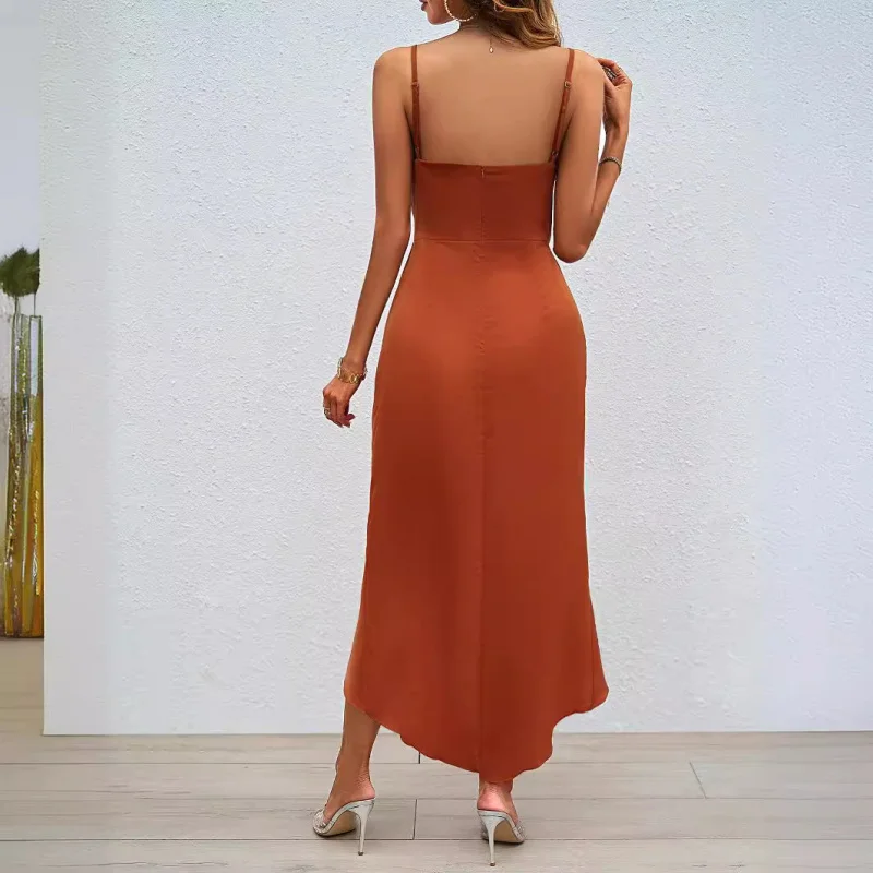Elegant Party Dress fOne Piece Holiday Wedding Guest Cocktail Date Night Formal Evening Gown Long Sleeve A Line Dress with Slit