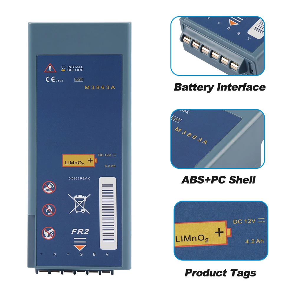 M3863A 교체용 배터리 Ph-ps FR2 AED 제세동기 M3860A M3861A M3840A M3841A 12V 4.2Ah 50.4WH