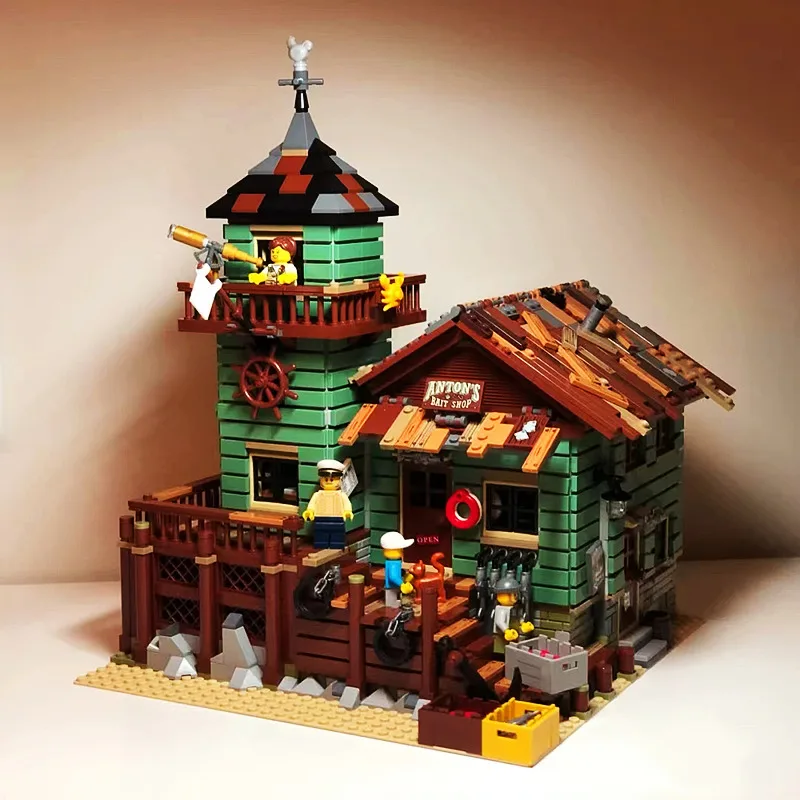 2049PCS Fisherman Cabin Building Blocks Assembly Puzzle Toy 3d Architecture Street View Model High Difficulty Building Blocks