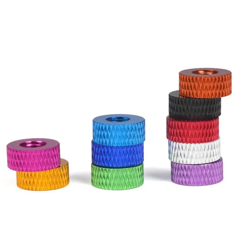 M3 M4 M5 M6 Colourful Knurled Aluminum Hand Tighten Thumb Hand Nuts Anodized  Through Hole Nut 5/Pcs