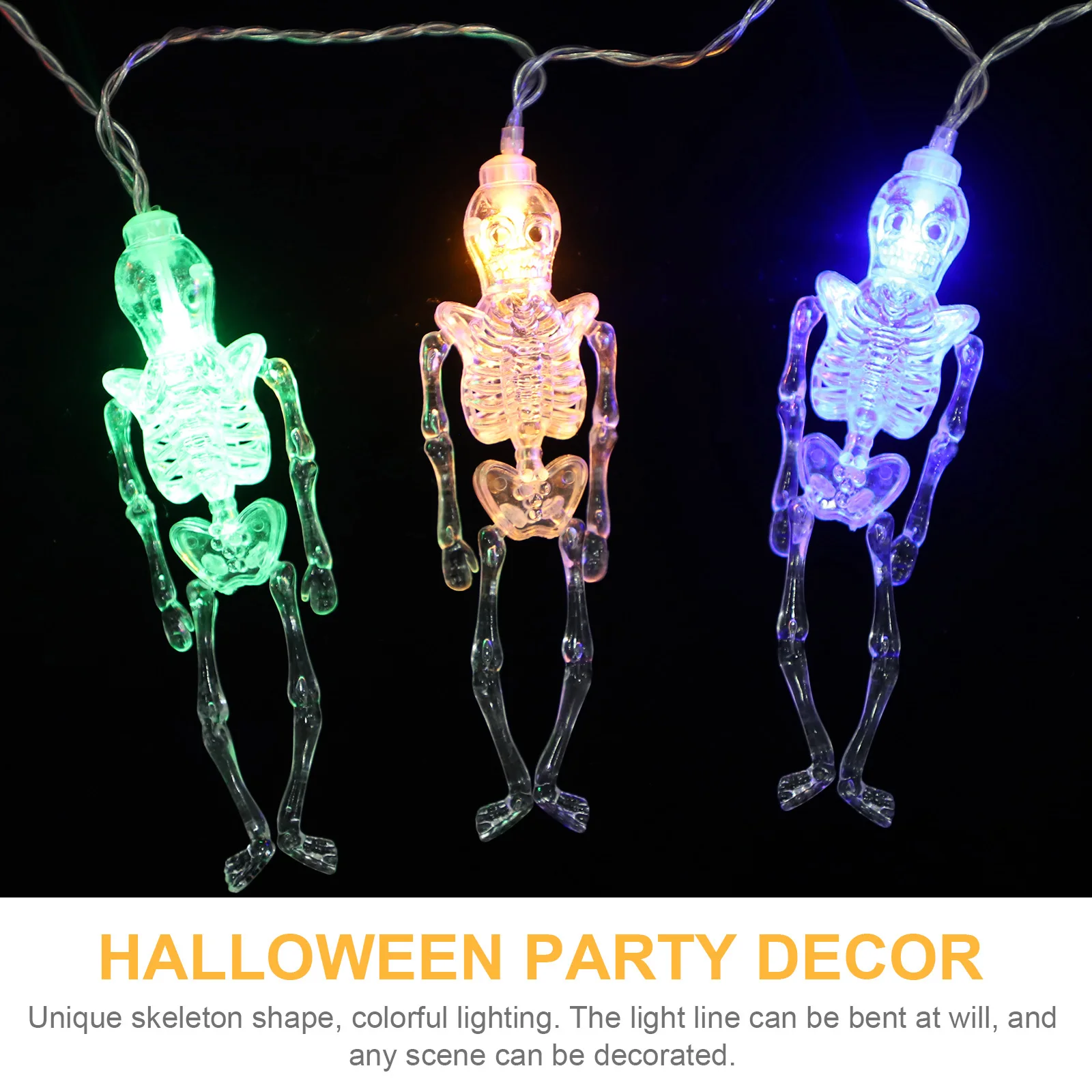 

10-LED Halloween String Light Colorful Flexible Powered Light Line Spooky Decor Halloween Party Lights