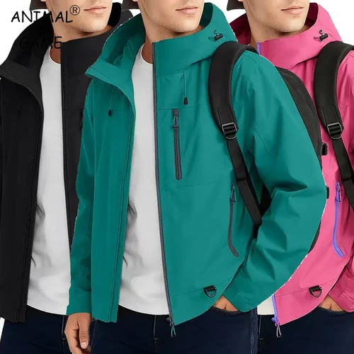 Chaqueta impermeable ligera a prueba de viento para hombre, ropa de calle con capucha, abrigo para senderismo, chaqueta impermeable, ropa de abrigo para escalar, otoño