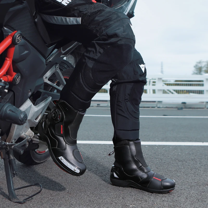 Men Waterproof Riding Shoes Motorcycle Black All-season Safe Motorcyclist Boots Leather Motocross Boots Retro Motorcycle Shoes