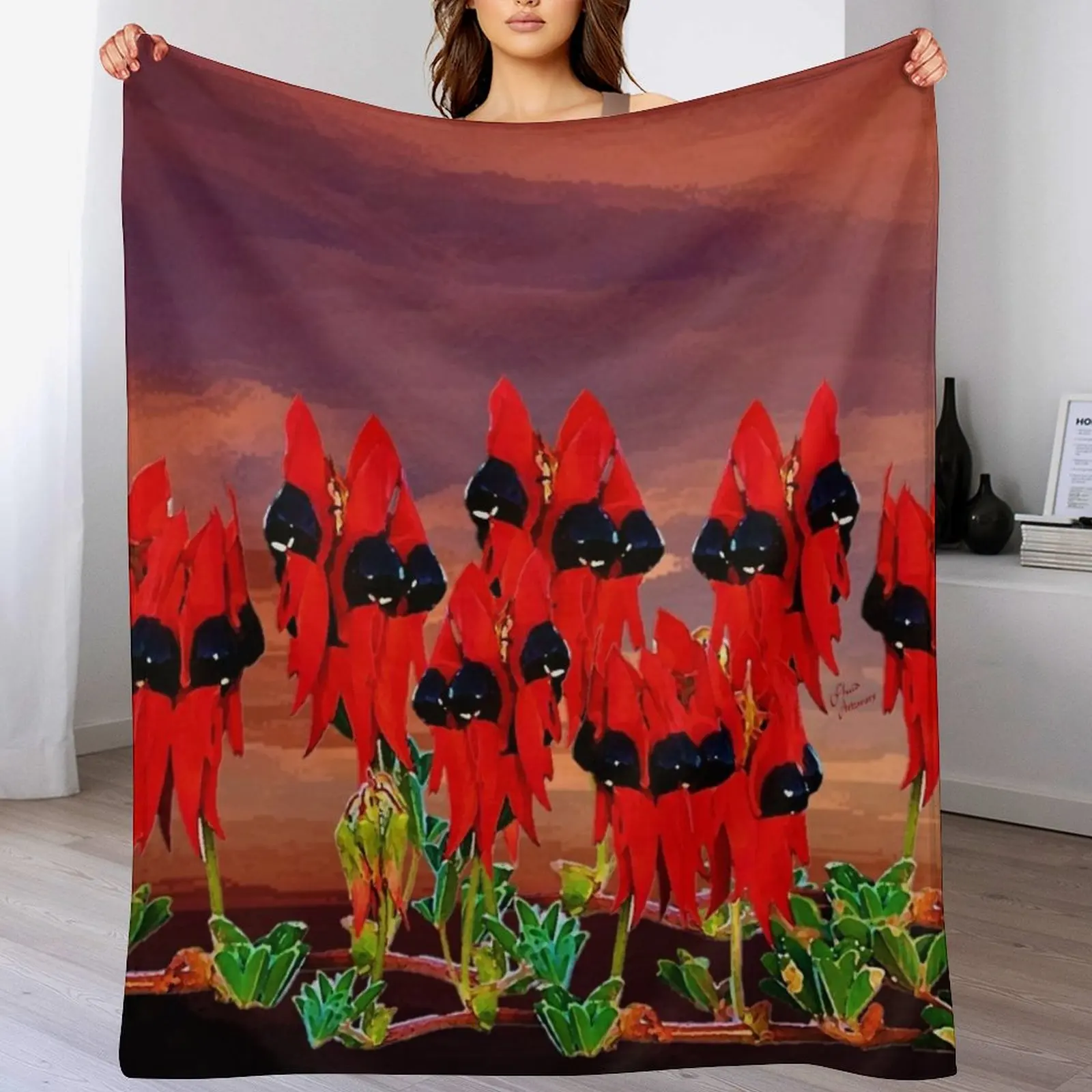 Aussie Sturt Desert Pea Throw Blanket Custom Thin Blankets