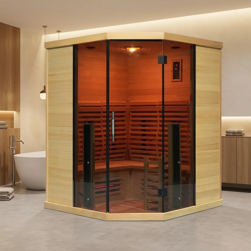 Factory Supply Corner Hybrid Infrared Sauna And Steam Sauna Combined Hybrid Sauna Room