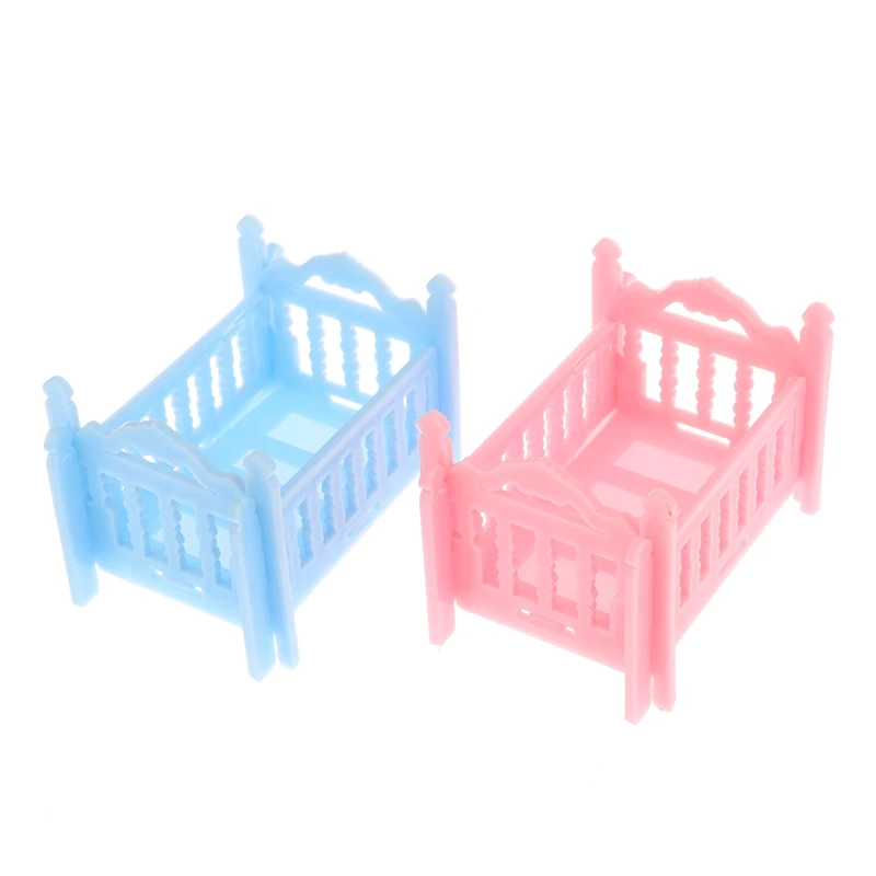 Dollhouse Miniature Cradle Crib Bedding Set Baby Doll Furniture Toys For Dolls Furniture Decorate