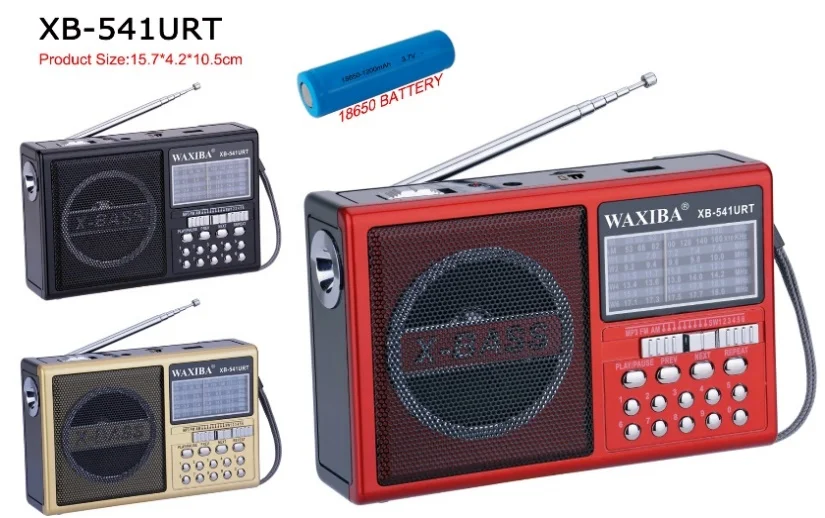 Waxiba Xb-541urt High Quality Battery Powered Portable Led Am Fm Radio Receiver With Speakers