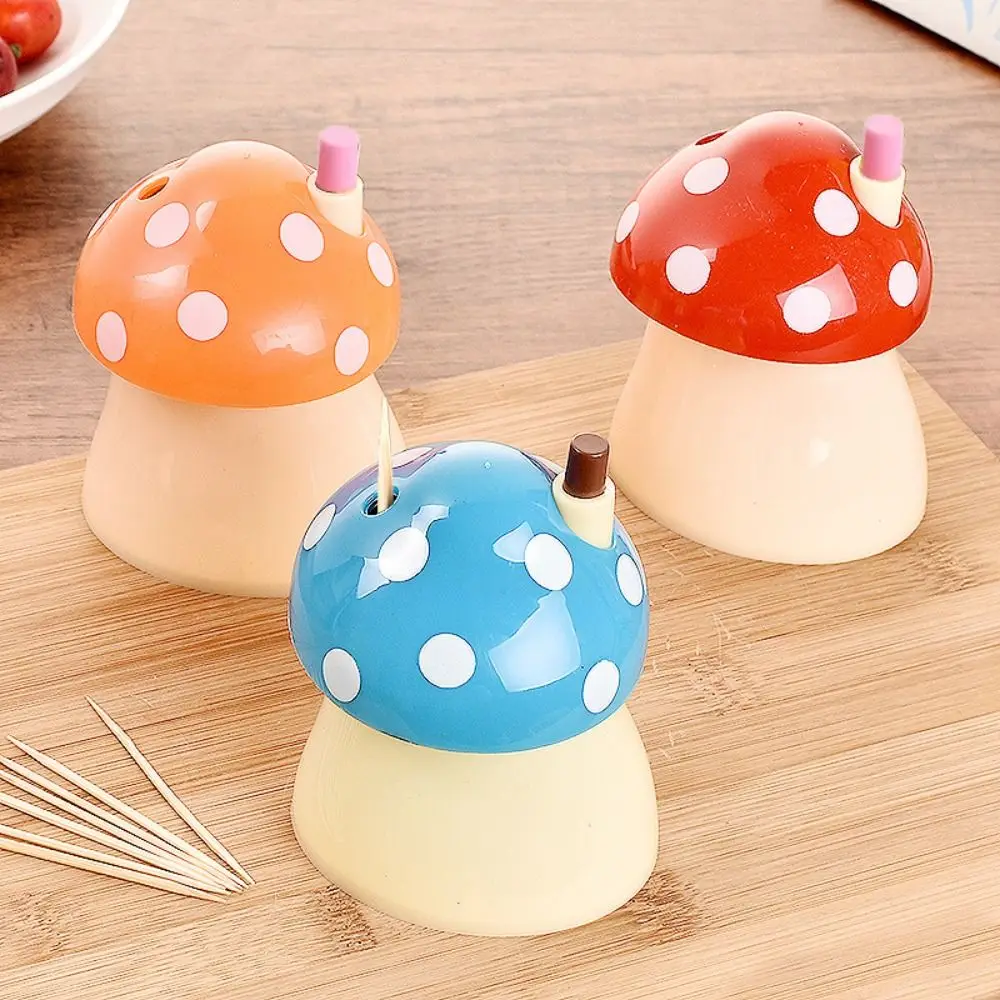 Plastic Mushroom Toothpick Holder Press Type Toothpick Storage Container Toothpick Bottle Automatic Mushroom Toothpick Box