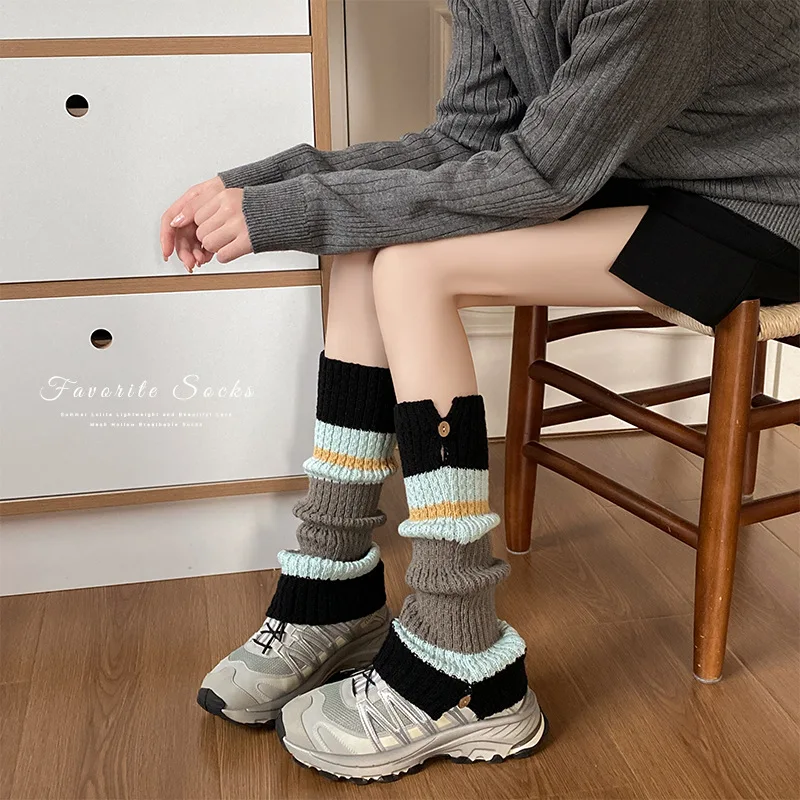 

Women's Spring-summer Multi-color Thick Warm Leg Covers Knitted Wool Leg Covers for Winter and Autumn Color-matched Leg Socks