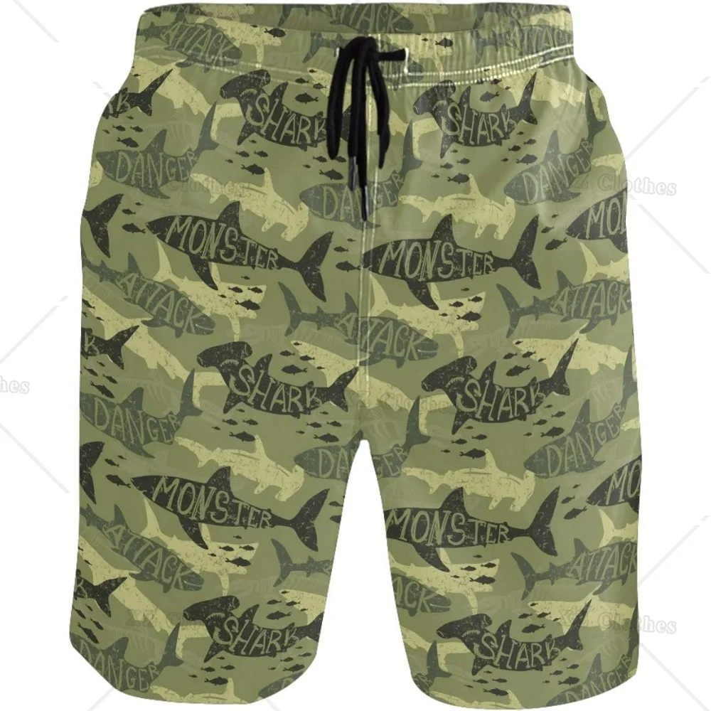 Men's Novelty Shorts Shark Beach Shorts Quick Dry Swimwear Sports Running Swim Board Shorts Bathing Suit