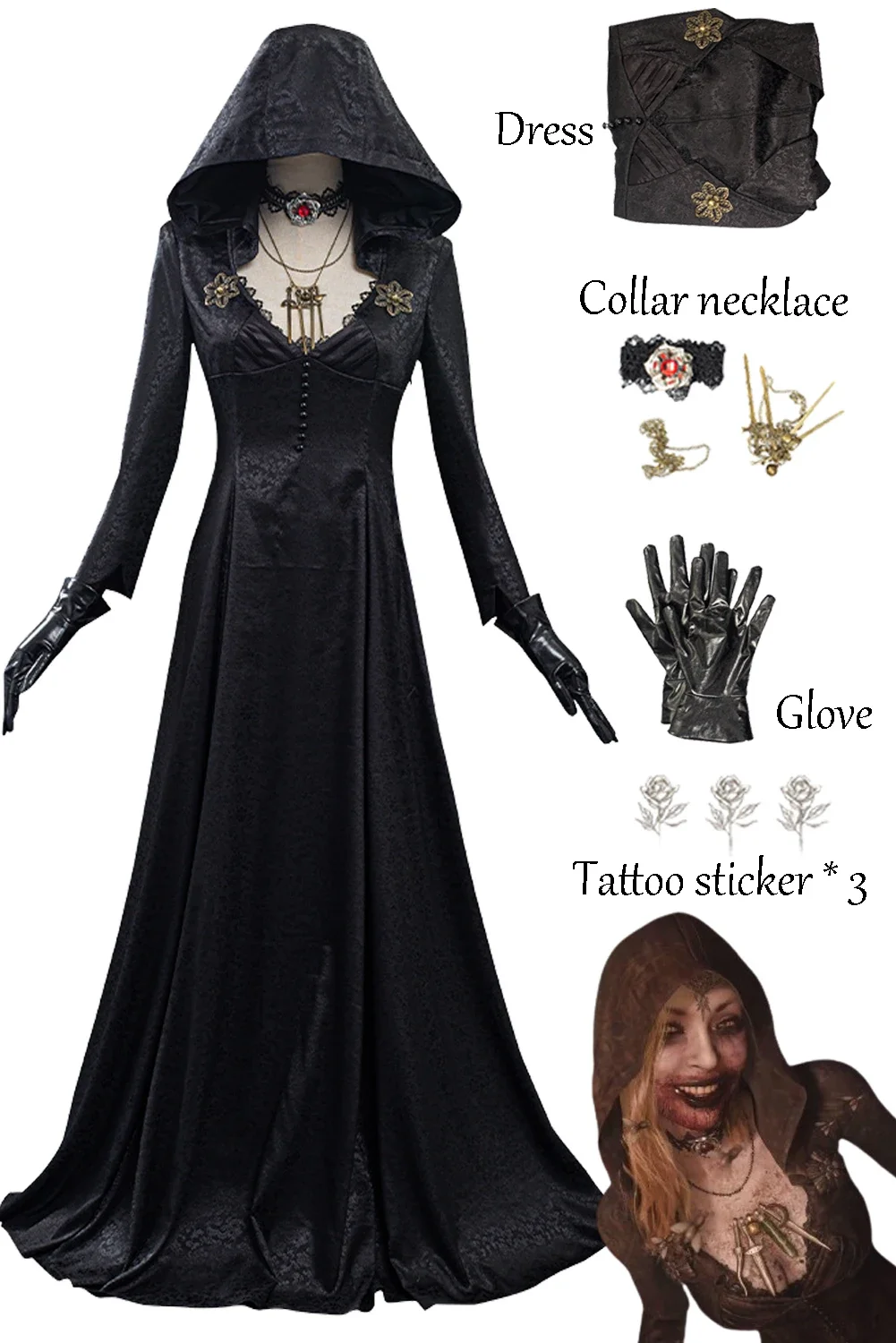 

Resident Village Cosplay Evil Bela Fantasy Costume Moth Lady Dress Disguise For Girls Women Adult Halloween Carnival Suit