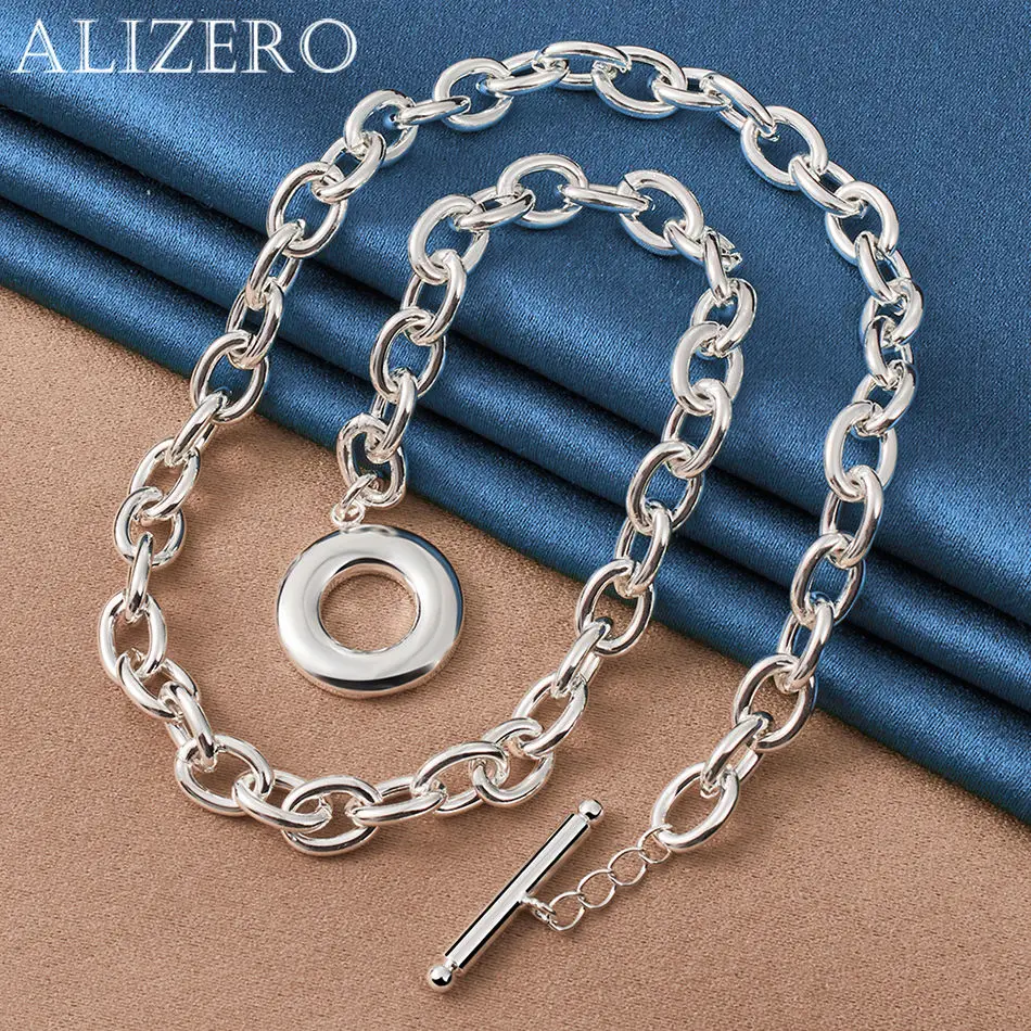 ALIZERO 925 Sterling Silver 47cm Chain Necklace For Women Men Charm Trend Birthday Gifts Fashion Party Fine Jewelry