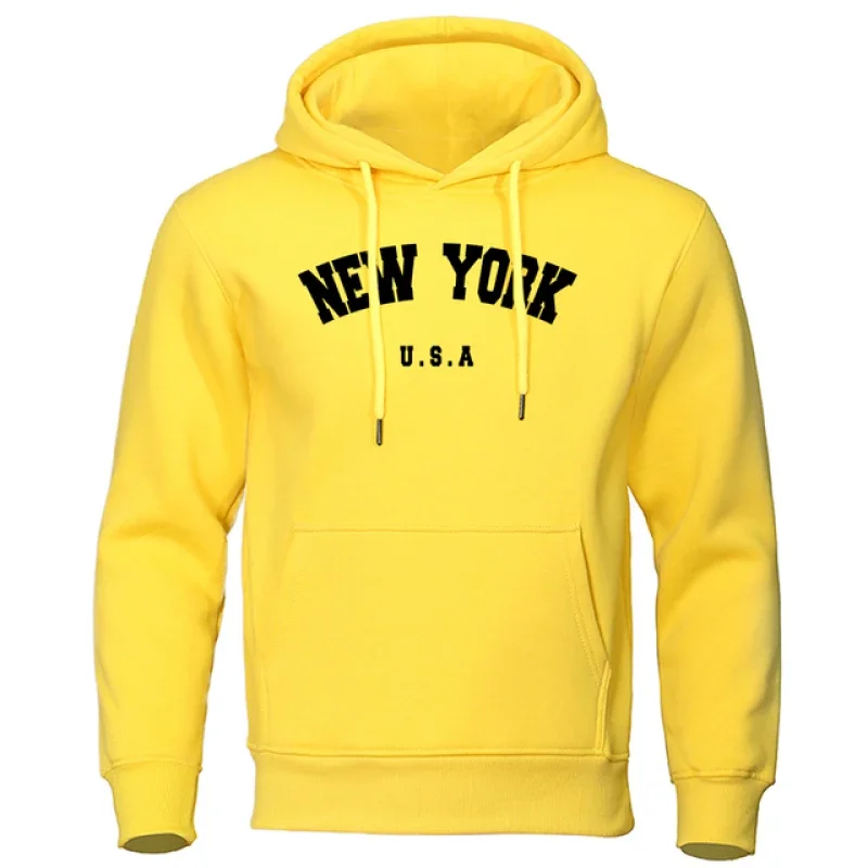 Sudadera con capucha con estampado de letras de la ciudad de Nueva YORK para hombre, Jersey informal de manga larga con capucha, sudadera holgada de gran tamaño, Sudadera con capucha de calle