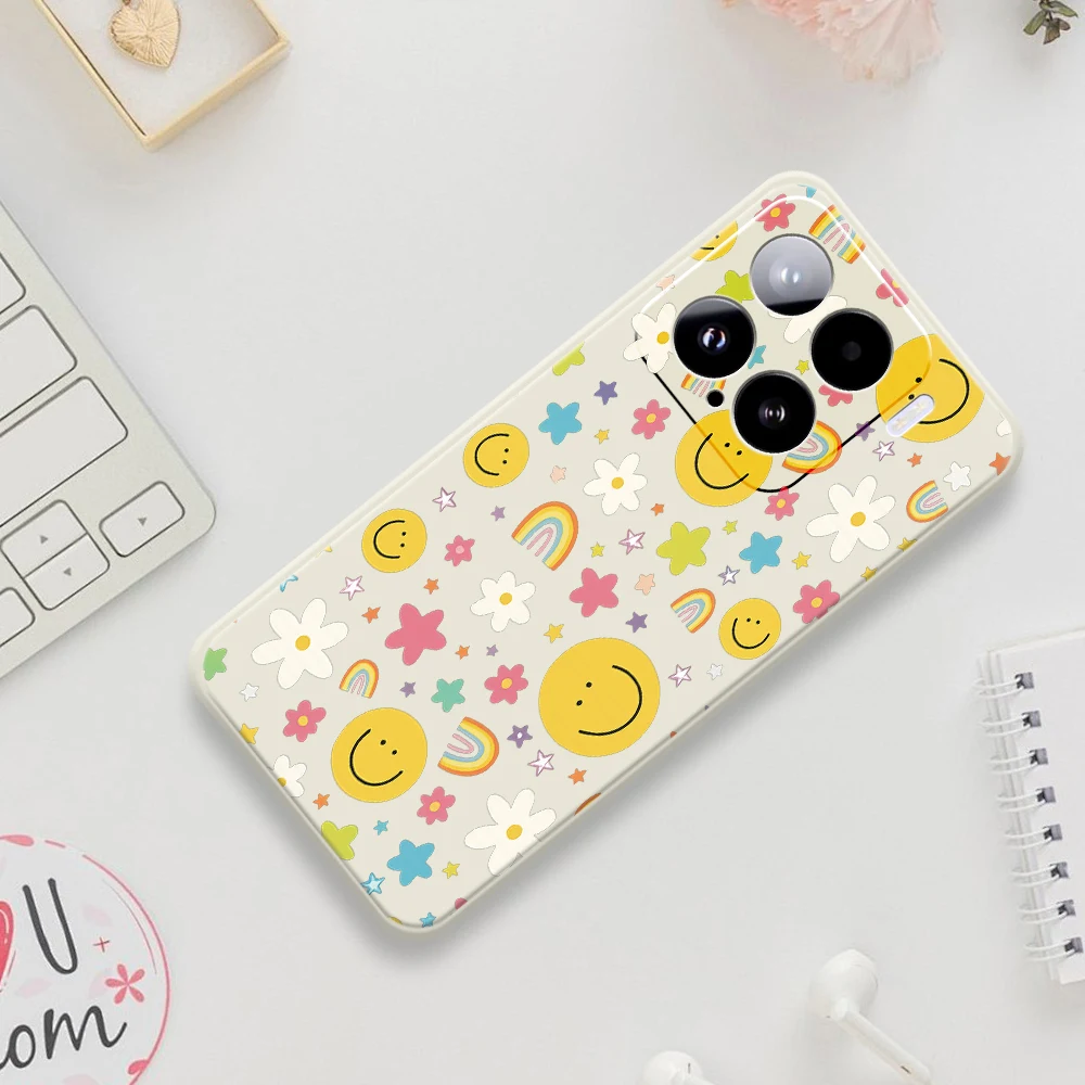 Etui na telefon z motywem kwiatów i uśmiechniętej buźki dla Xiaomi Mi 15 Ultra Mi 14T 13T 12T 11T Pro, silikonowe etui dla Xiaomi Mi 13T Pro Mi 11T Pro