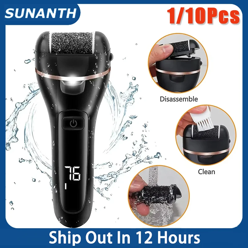 USB Rechargeable Pedicure Set Unisex Double-sided Foot Care 10 in 1 Waterproof 2 Speeds to Eliminate Feet Dead Skin Foot File