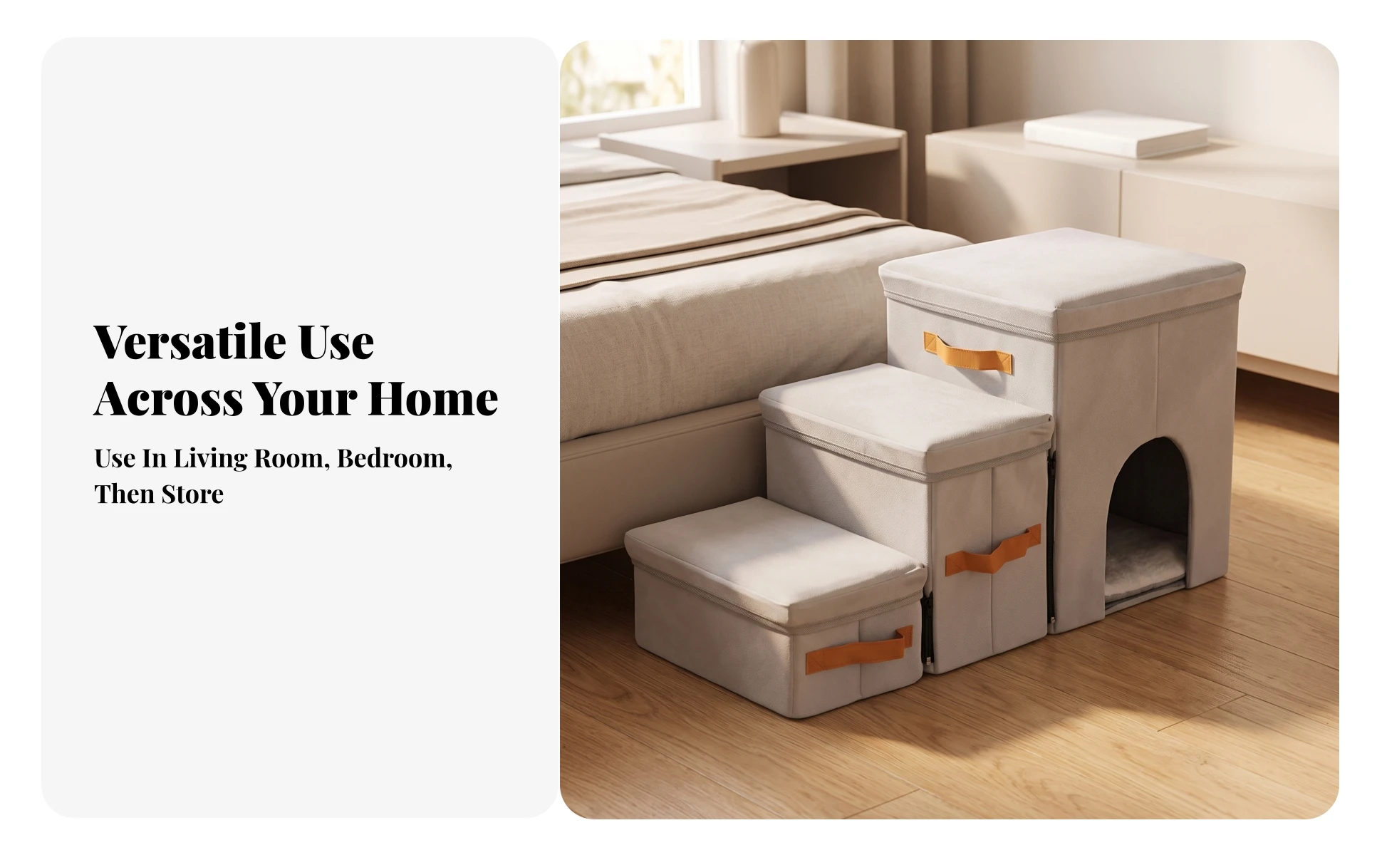 Pet Stairs with House Portable Pet Stairs with Storage Dog Steps with Storage Sturdy Furniture Cozy for Small Dogs, Sofa, Bed