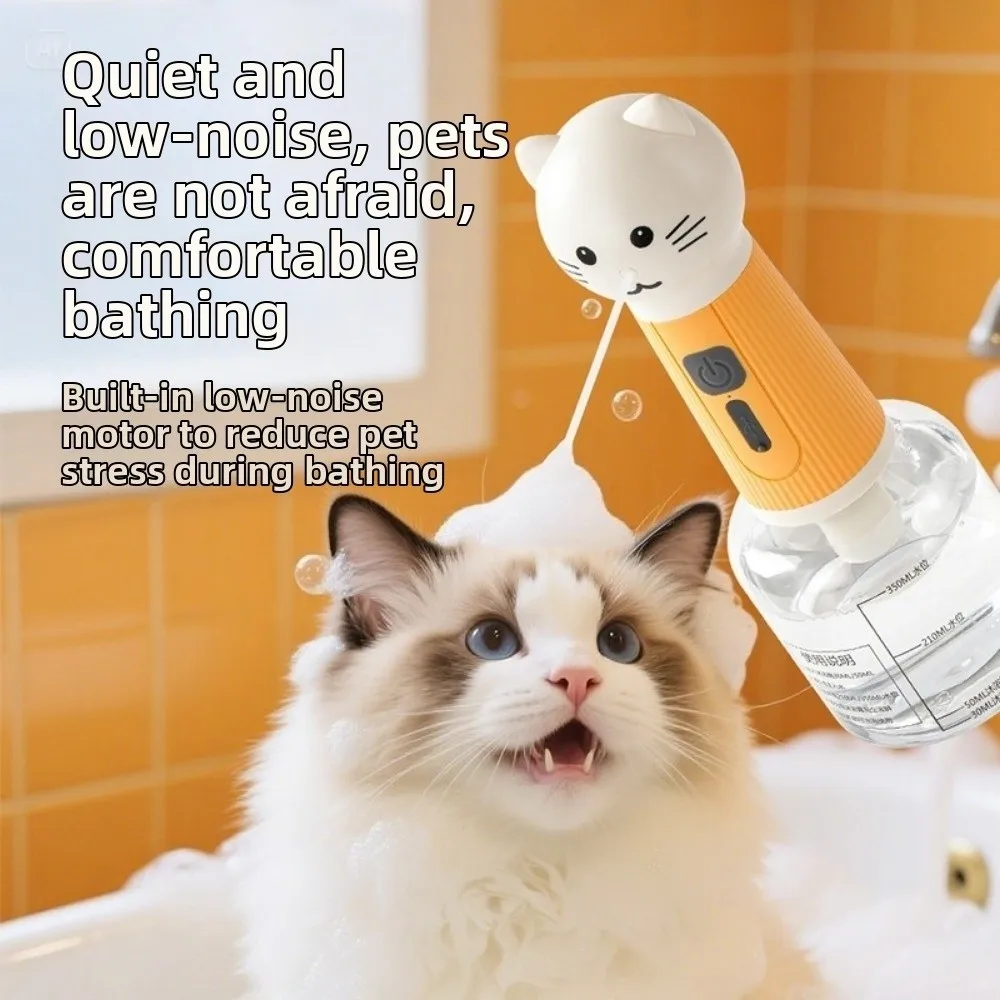 

USB Charging Pet Foaming Machine Automatic Cleaning Intelligent Electric Dog Shampoo Foamer Foam Cat Shape Cat Soap Dispenser