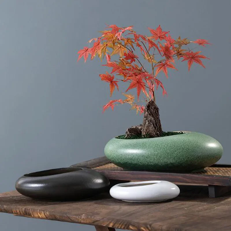 Coarse Pottery Bonsai Vase Green Plant Pot Hydroponics Vase Asparagus Fern Succulent Plant Basin Container Garden Art Home Decor