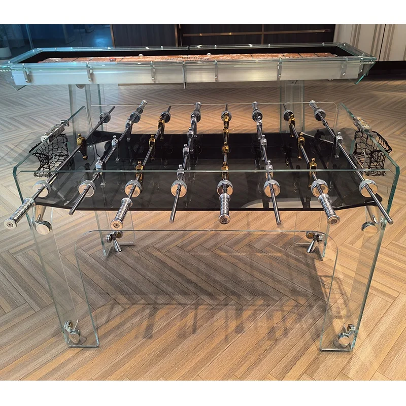 Tempered Glass Foosball Table, Luxury High End Custom, Indoor Outdoor Soccer Game for Home Entertainment Use