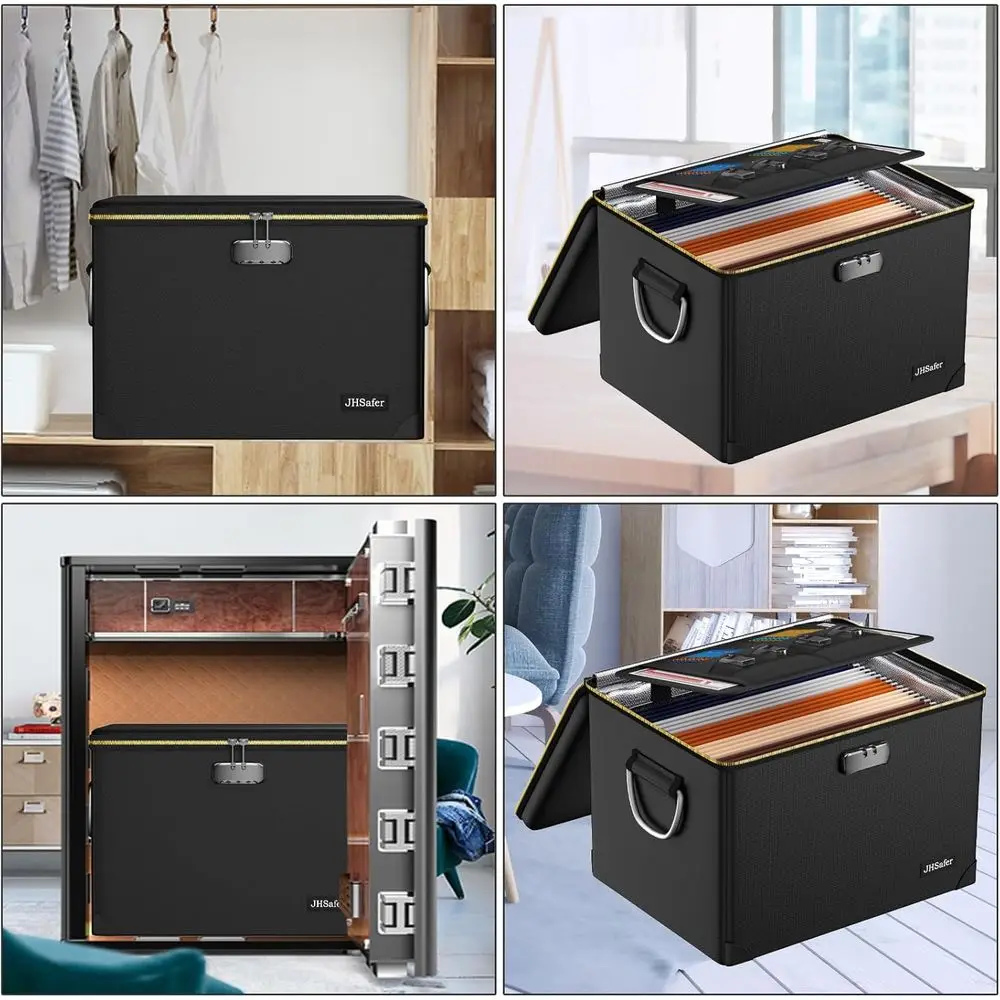 Portable Document Box with Lock, Insulated and Large Capacity Office File Organizer for Hanging Letters