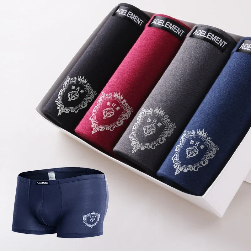

3PC of Modal men's underwear men's boxers mid-waist youth breathable four corner underpants sexy shorts head
