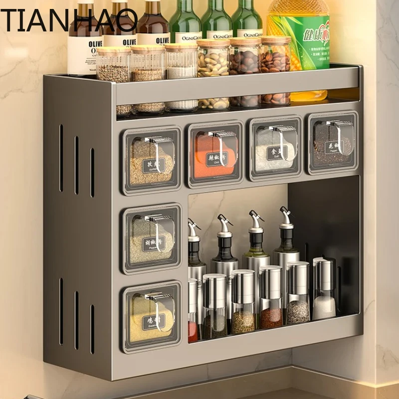 3 Tier Rack Shelf Removable Steel Iron Shelf Wall Spice Rack Kitchen Organizer Household Items Spice Jars Box Hanging Organizers
