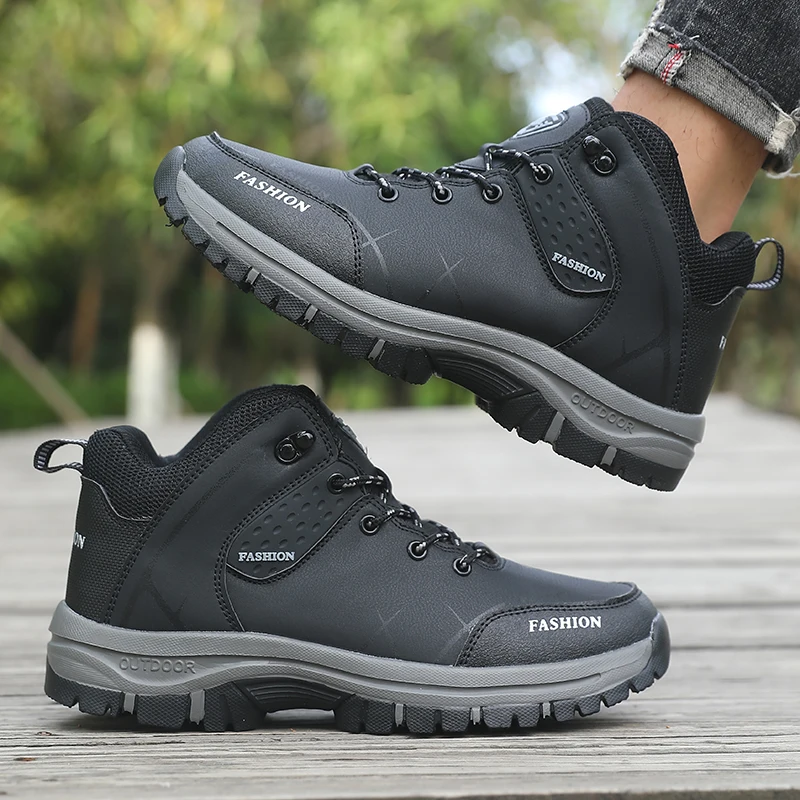 Men's Hiking Boots, Lightweight and Comfortable, Leather Ankle, Outdoor Anti Slip, Lightweight and Low Cut Walking Shoes 2025