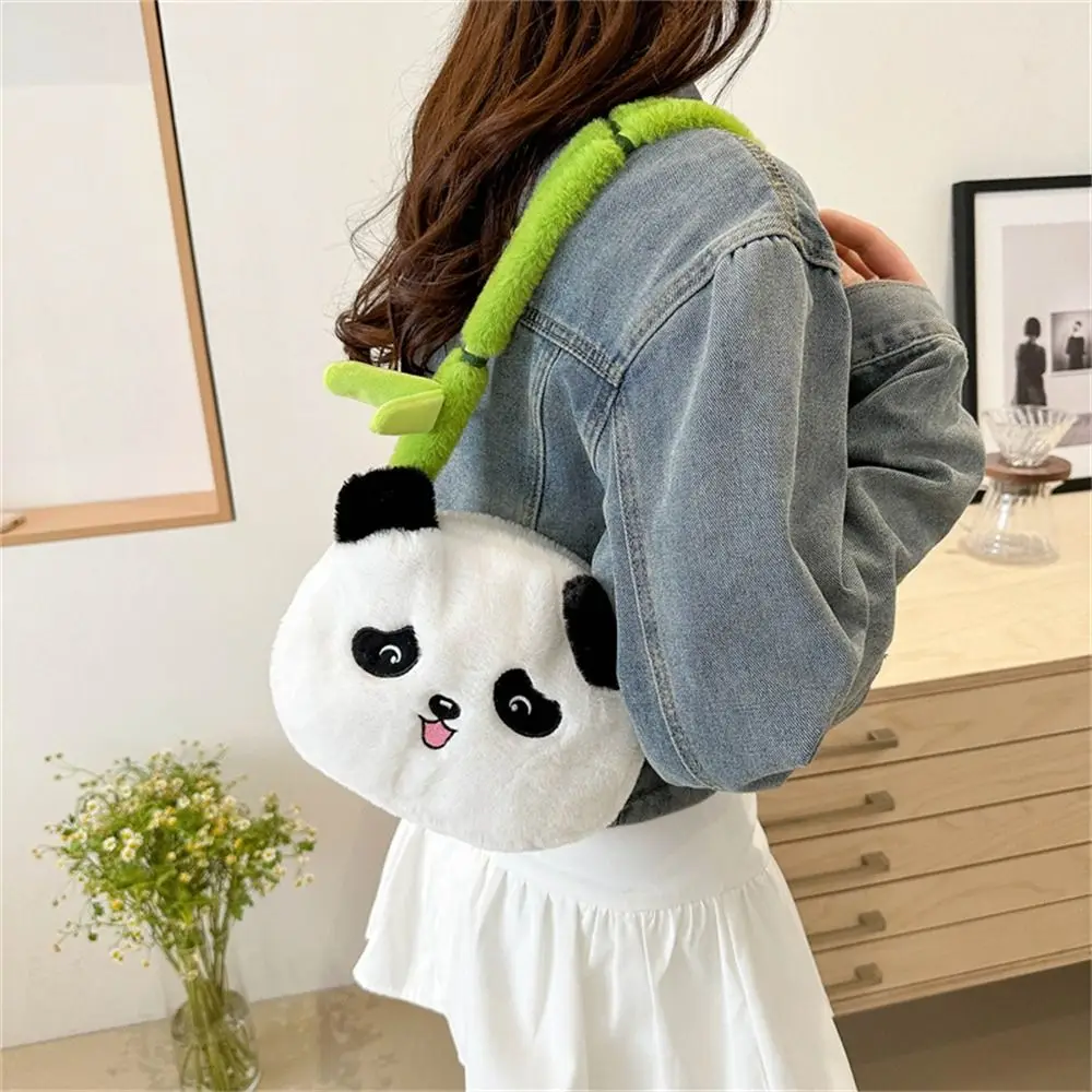 Fashion Soft Plush Toy Bag Cute Panda Cartoon Doll Crossbody Bag Embroidery Portable Shoulder Bag for Women Girls