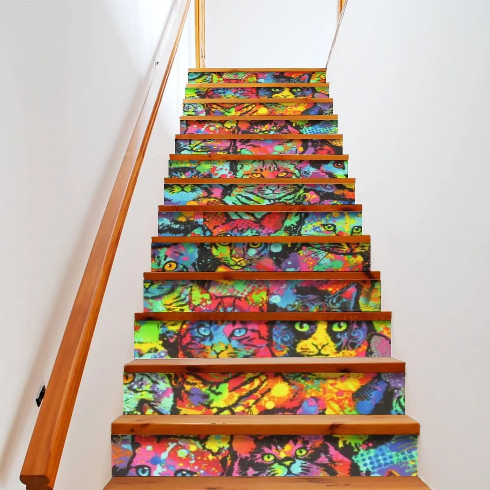 Cartoon Cats Stair Stickers Many Lovely Kitty Stairs Riser Decals Self-adhesive Pet Animal Staircase Murals Indoor Steps Decor