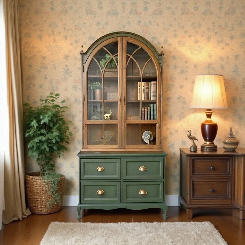 Solid wood dining side cabinet integrated high cabinet against the wall, living room storage locker